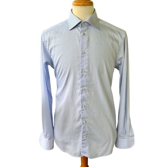 Eton Contemporary Fit Micro check Dress Shirt. Size 16/EU41.